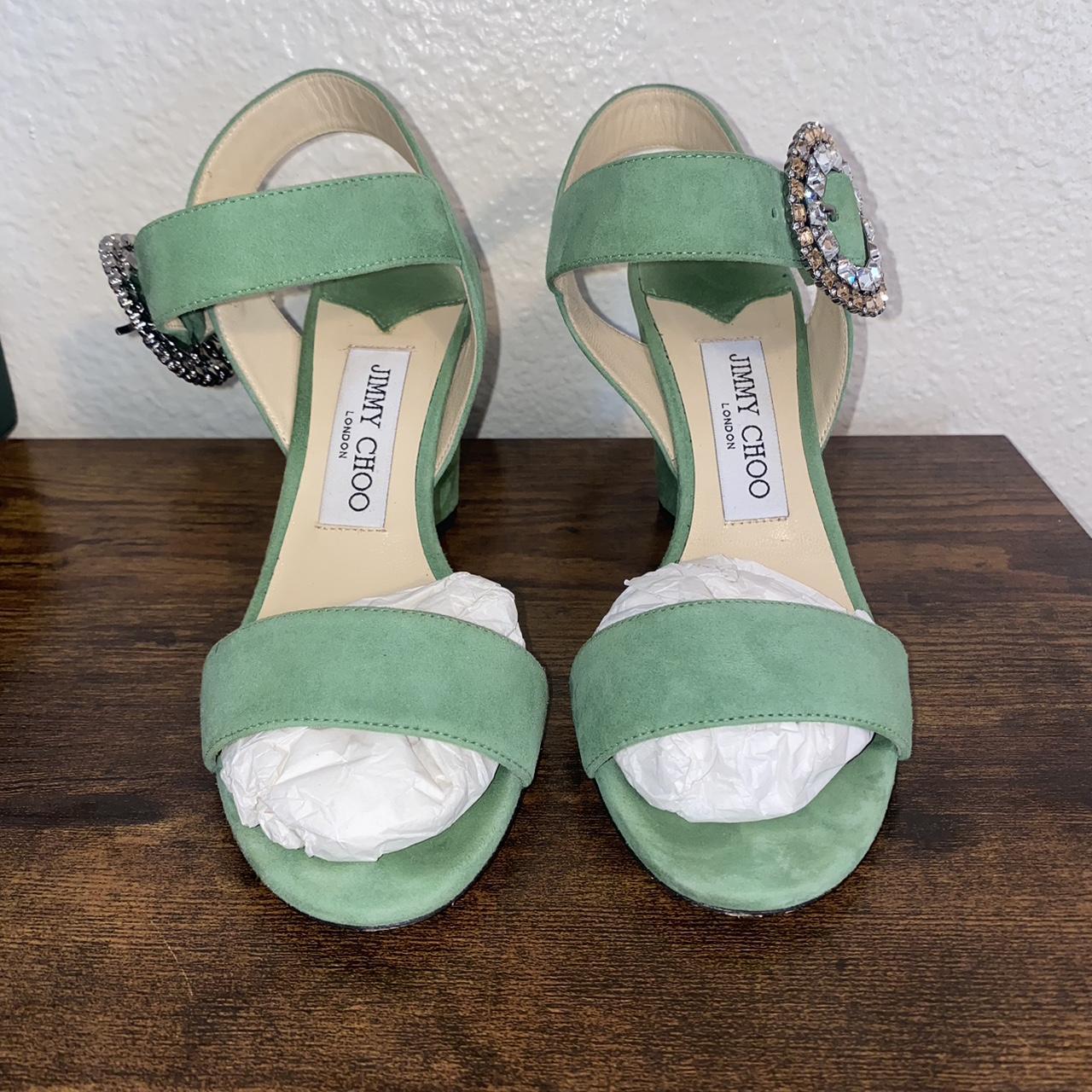 Jimmy Choo Mischa 85 light green heel with silver. Depop