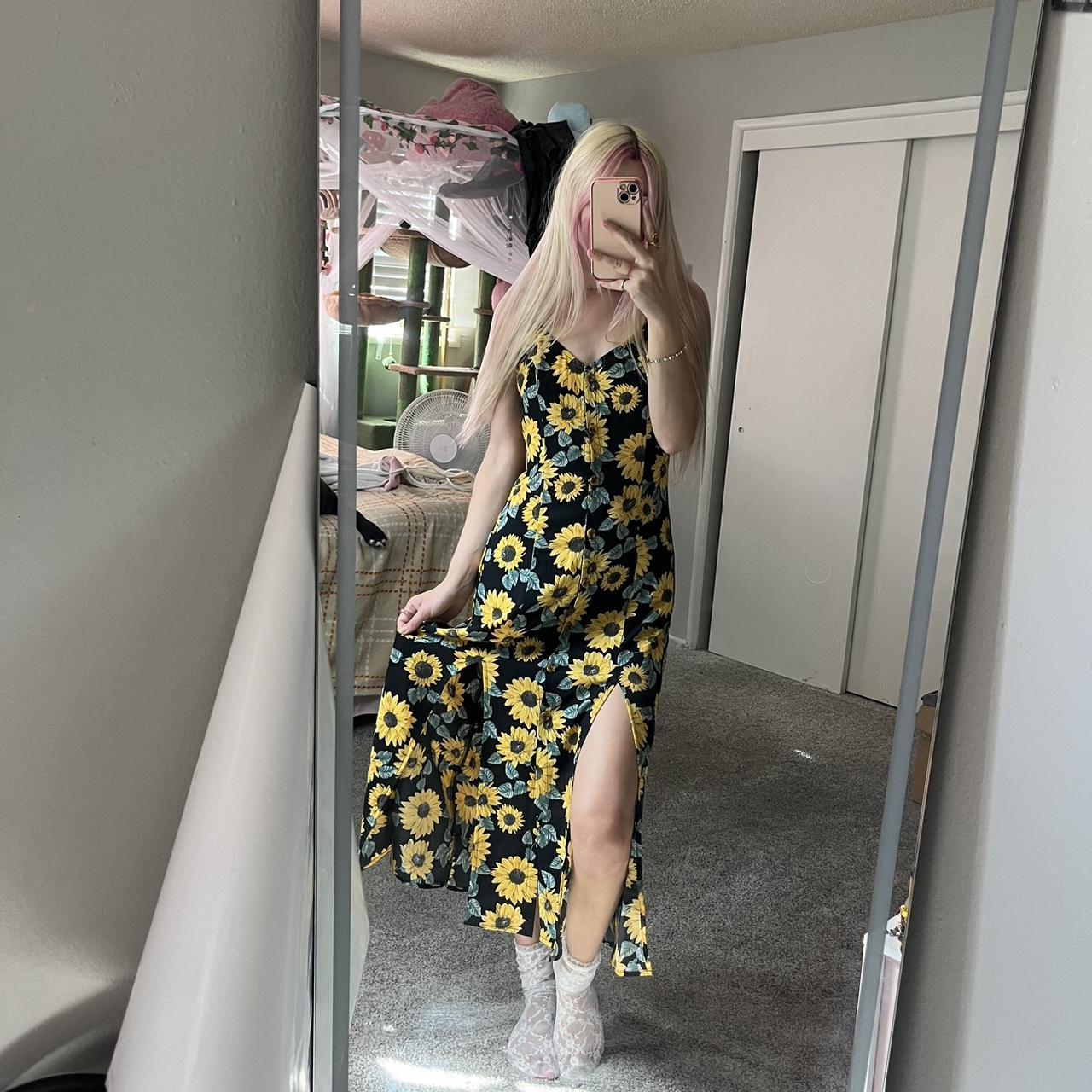 XXS H M slit sunflower dress Worn once Depop