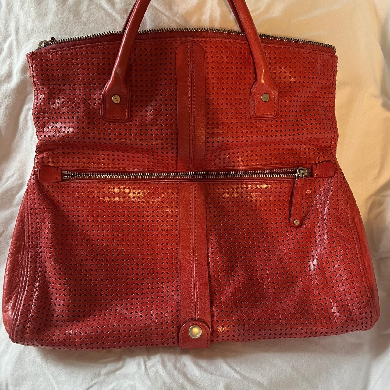 Banana Republic red sale leather tote bag