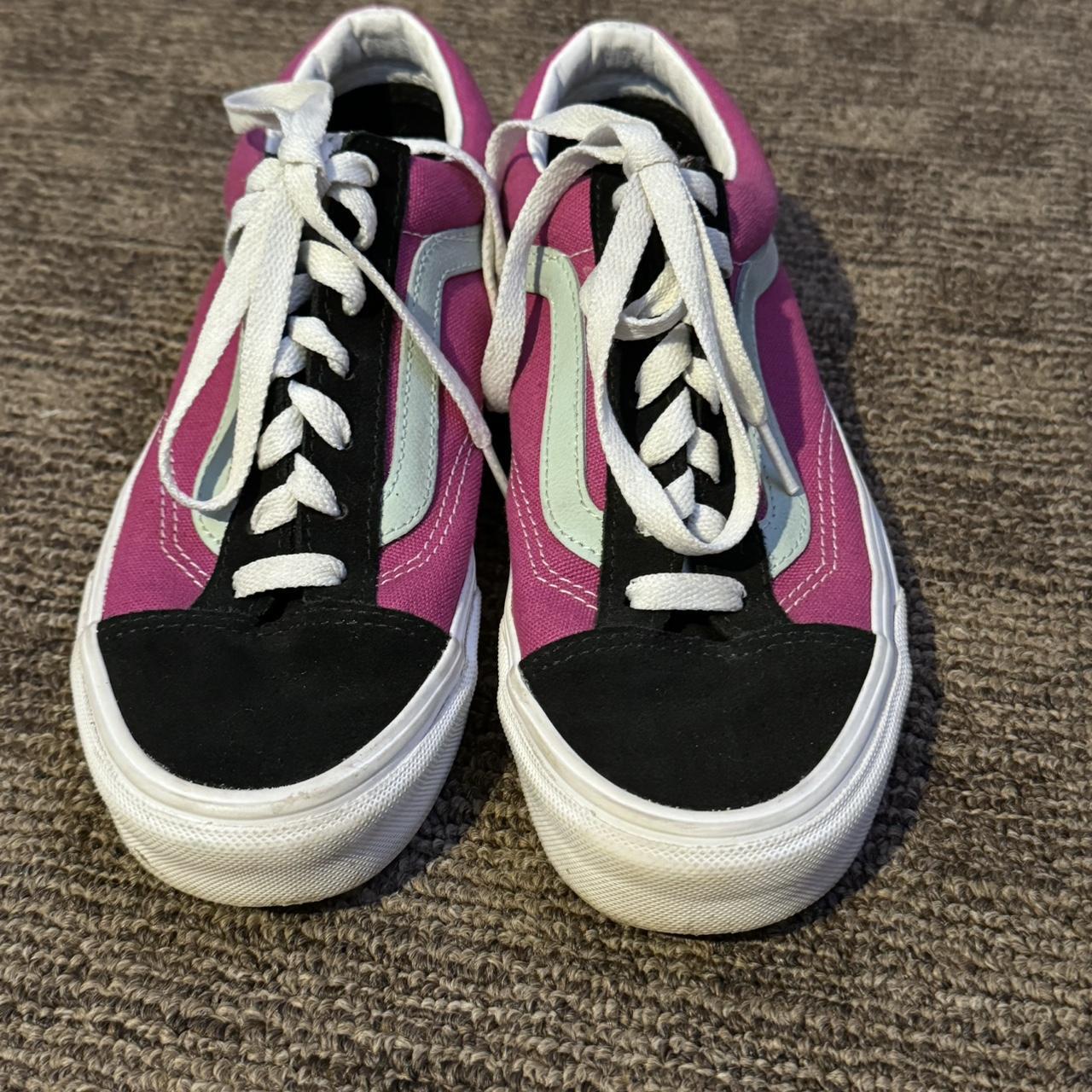 Pink and black Vans with mint stripe. Men s US Size