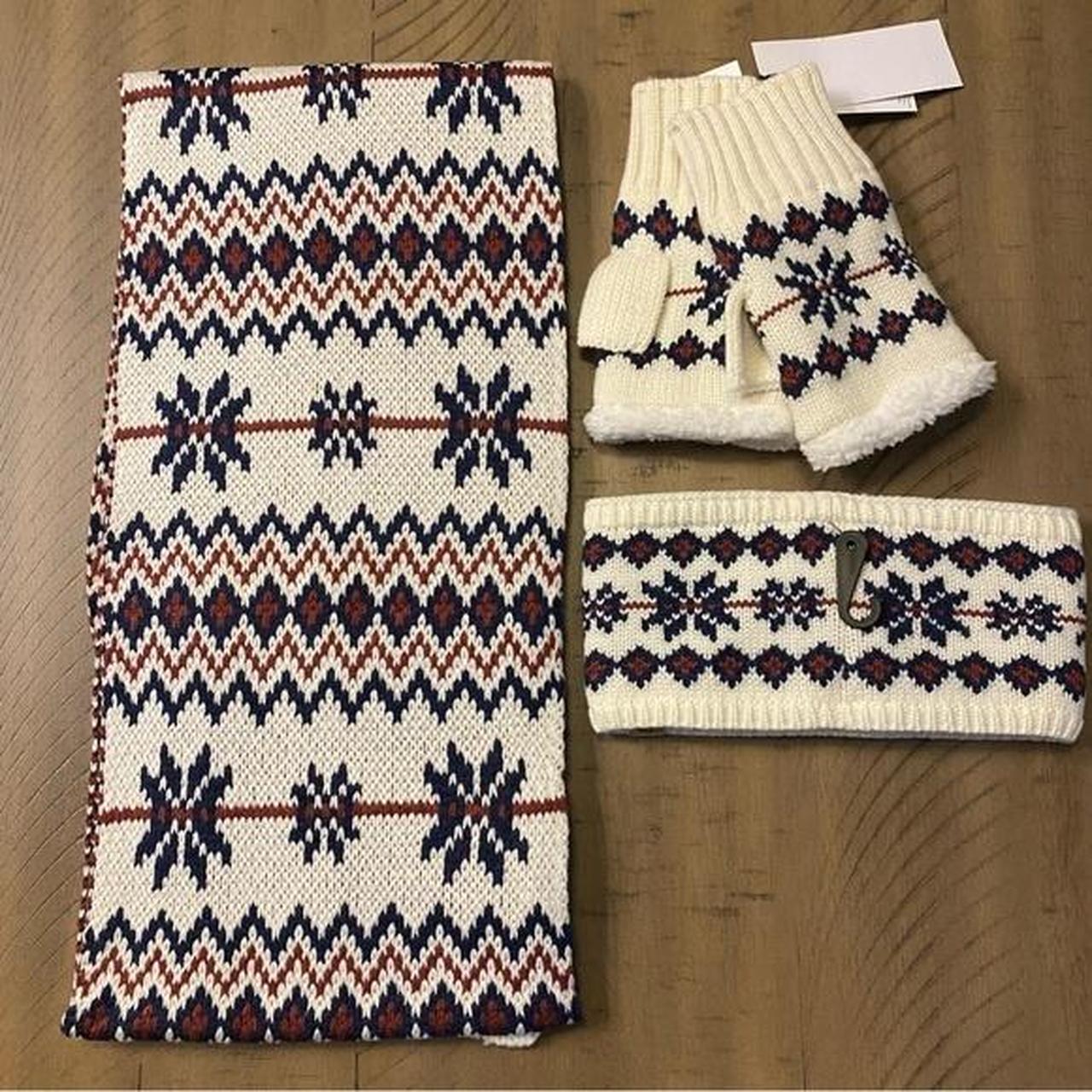 Timberland Set Scarf Fingerless Gloves Headband Fleece Lined Fair deals Isle Ivory