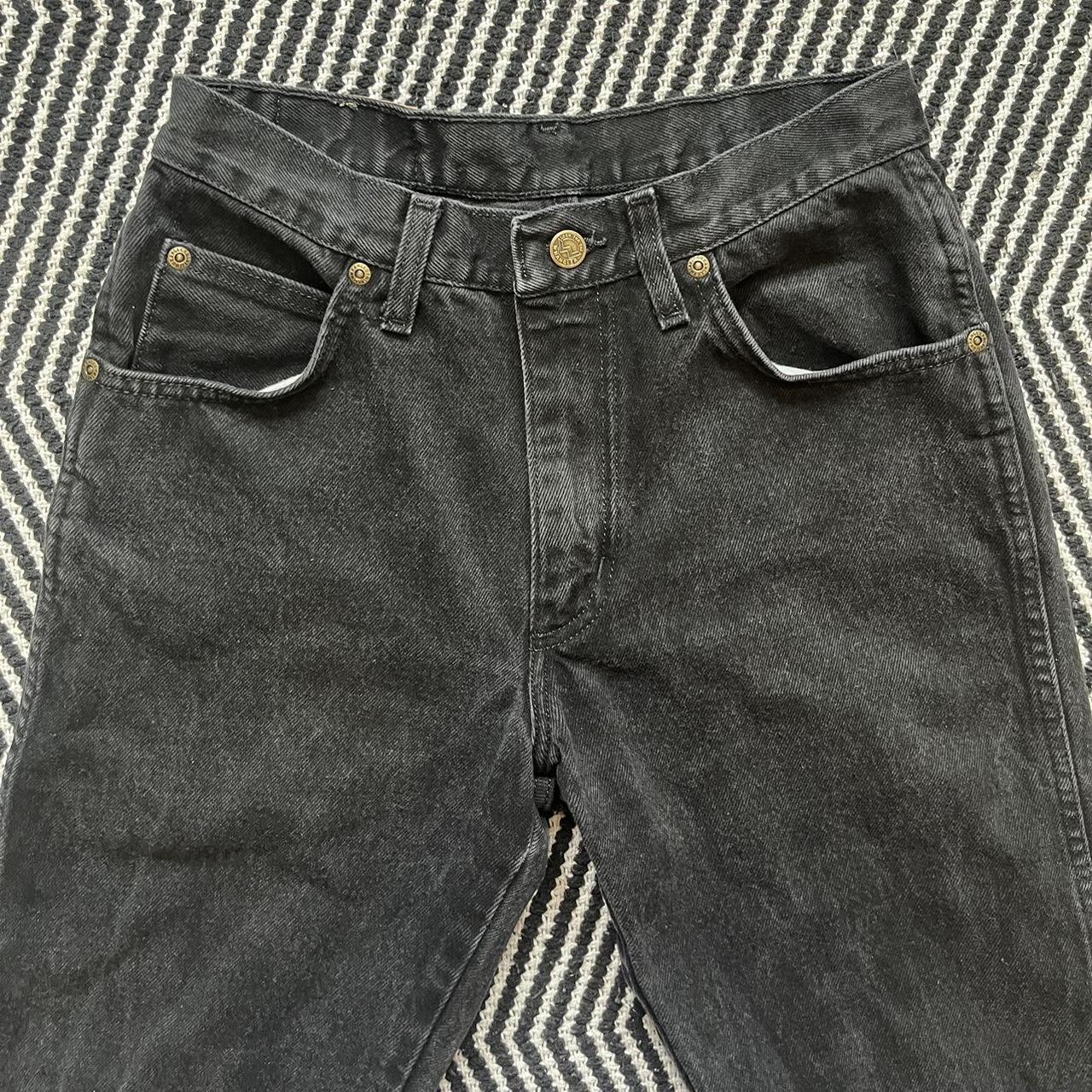 Vintage Wrangler jeans in black Slim fit Waist:... - Depop