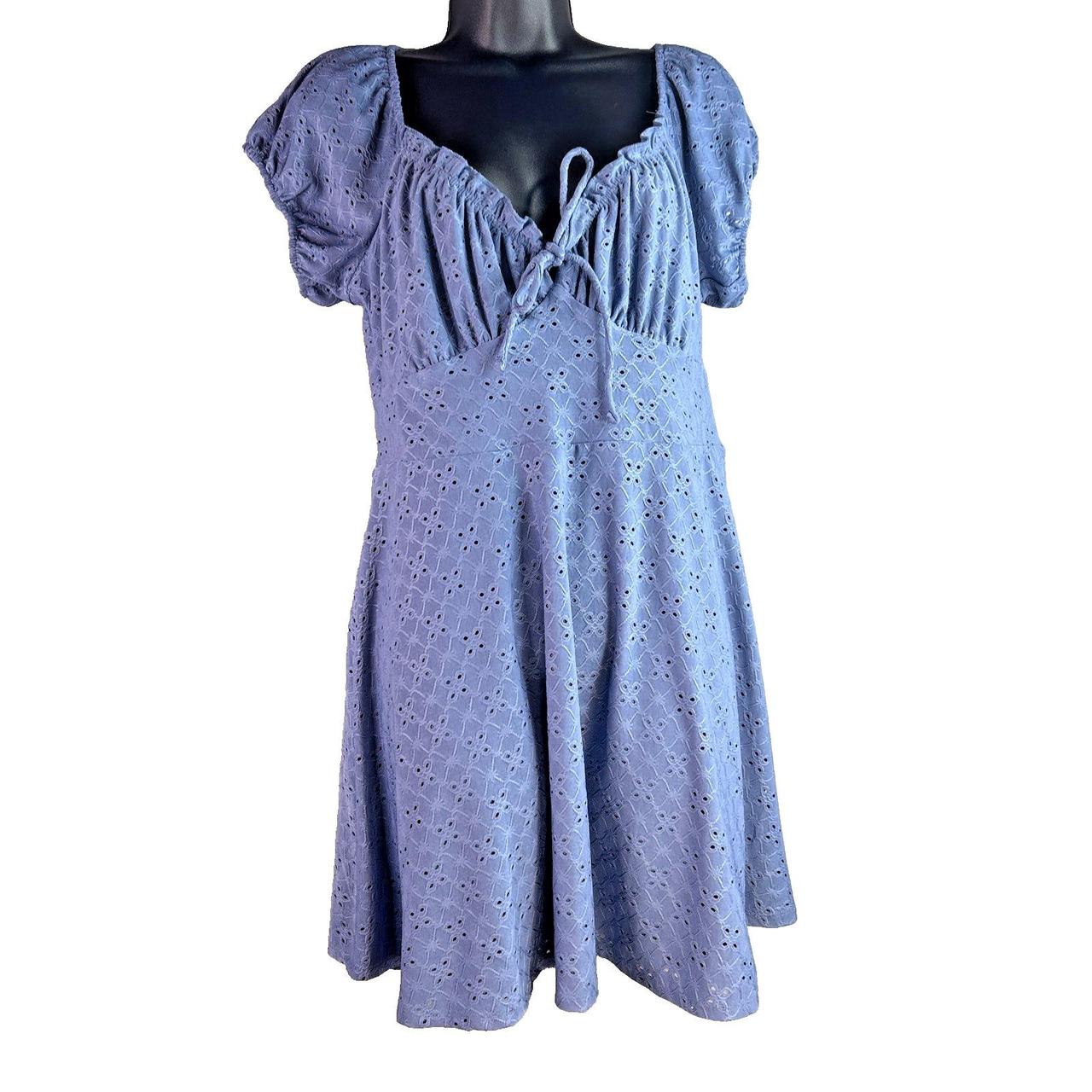 Aeropostale Women's Dress Blue XL – Eyelet Mini Dress Tie