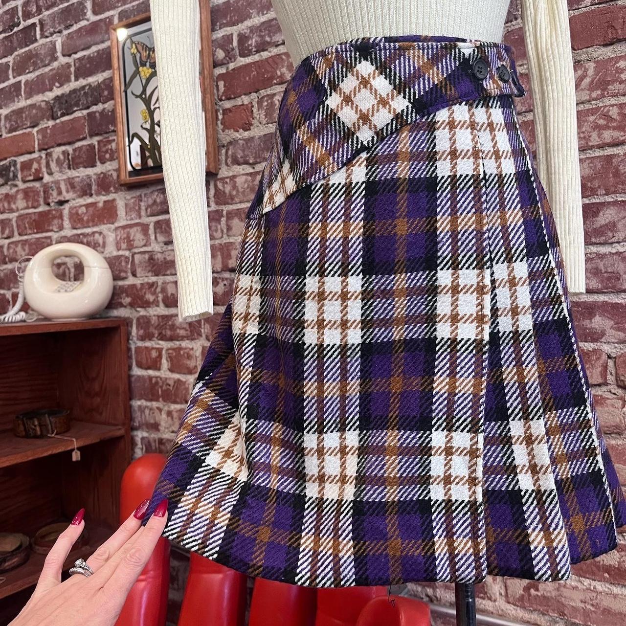 70s Plaid Purple Mini Skirt Gorgeous 70s ultra mod. Depop