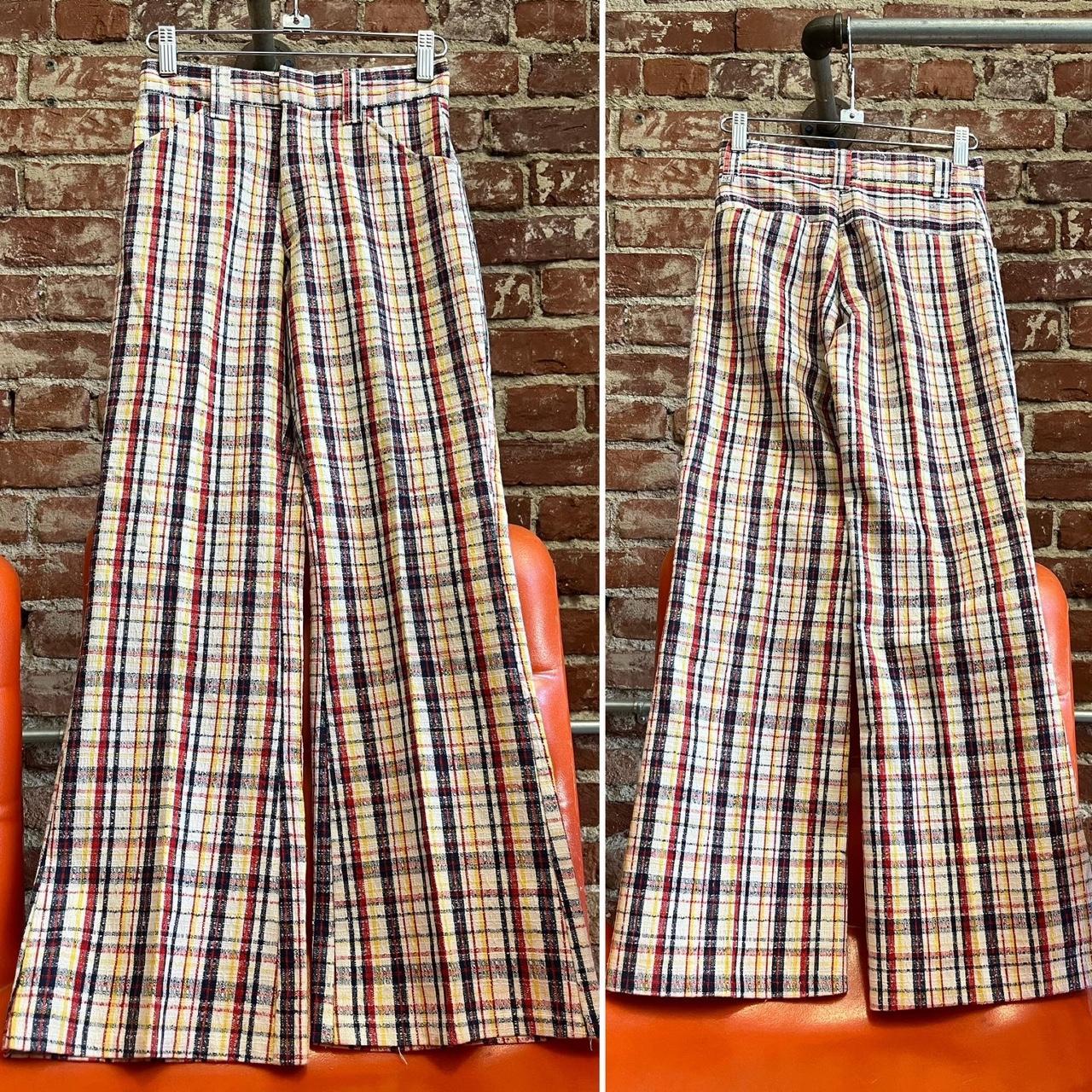 70s Children’s Junior Size Plaid Flared Pants by... - Depop