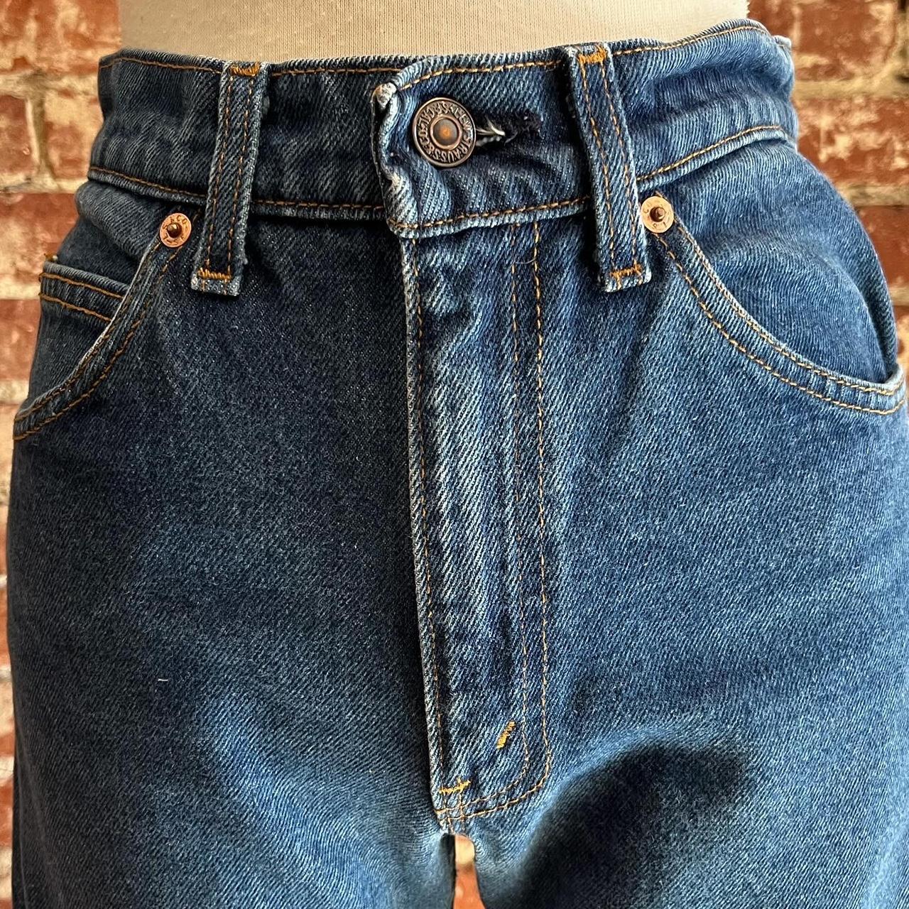 70s Levi's Orange Tab 505 Patched 100% Cotton Denim | Depop