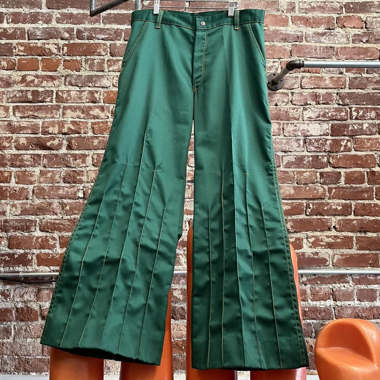 Mens 70s Green Psychedelic Pants with a Hint of... - Depop