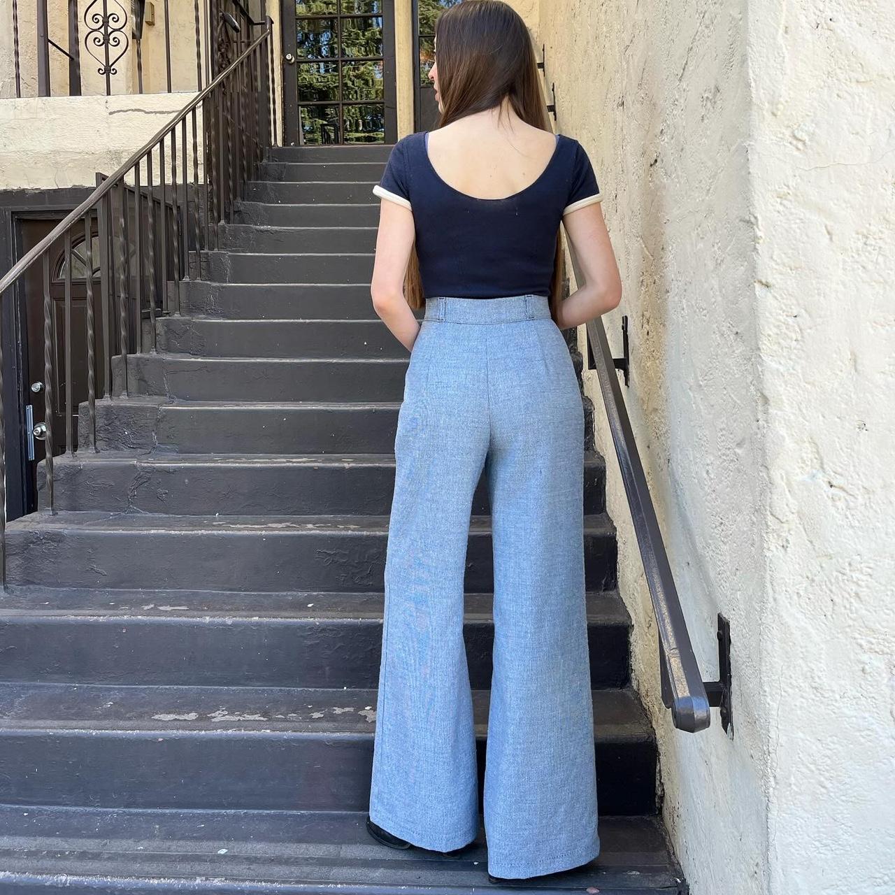 70s Ultra High Waist Wide Leg Flared Pants | Depop