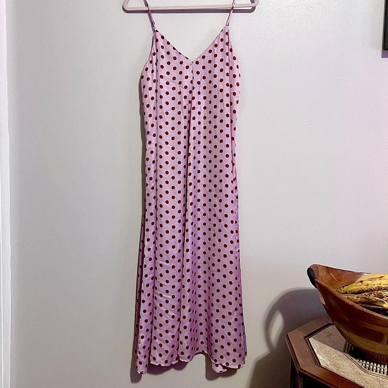 NWT Zara Polka Dot Lilac Purple & Toffee Brown Slip... Depop