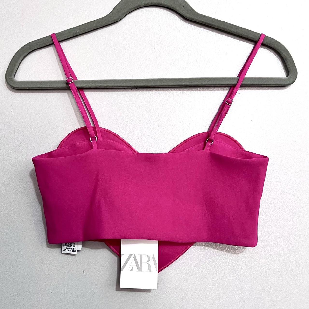 Brand New NWT Zara Hot Pink Crop Bralette Top in - Depop