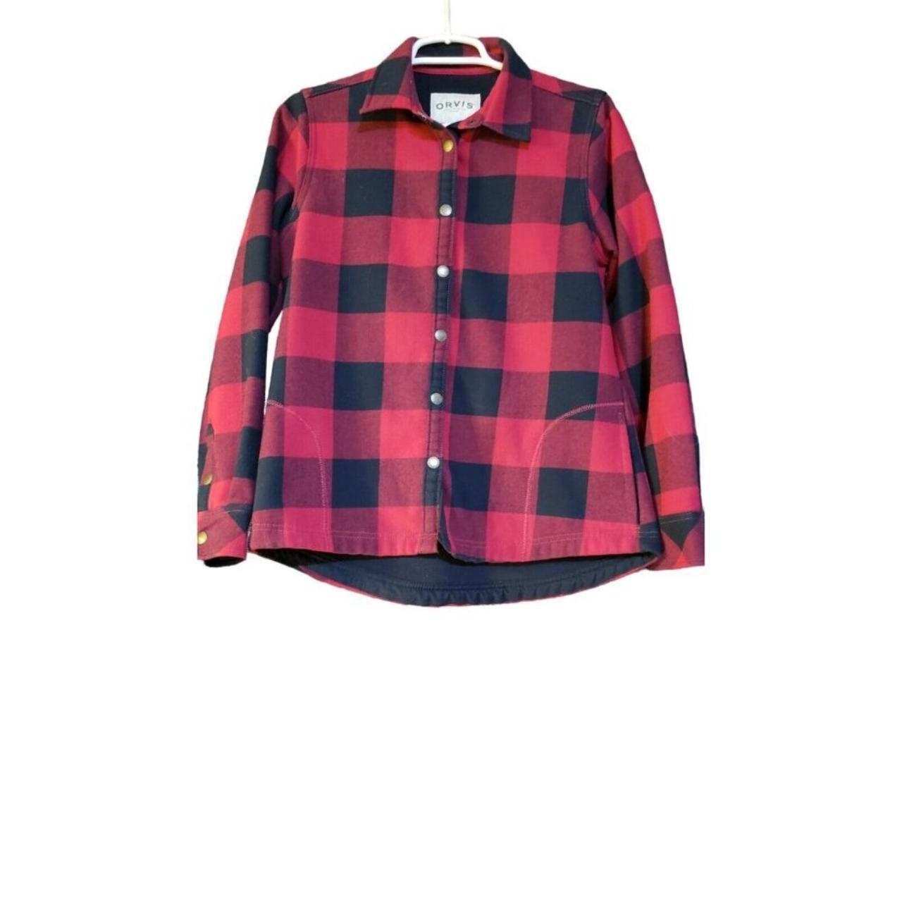 Orvis Shirt Jacket Women Small Flannel Navy Pink. Depop