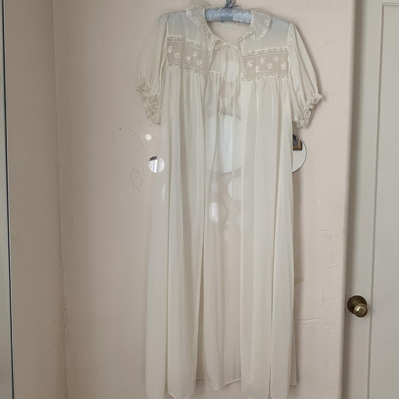 Sheer white Lacey vintage nightgown Adorbz lace... - Depop