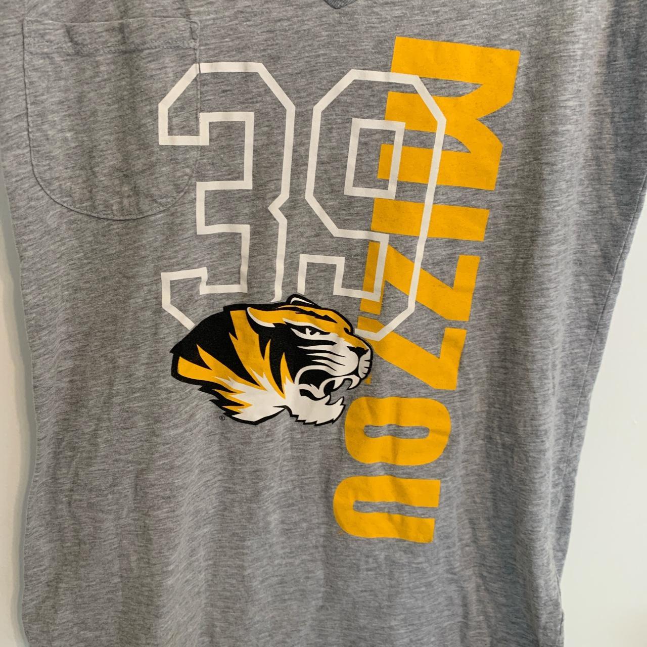 Mizzou #39 Multi-Colored T-Shirt V-neck size small... - Depop