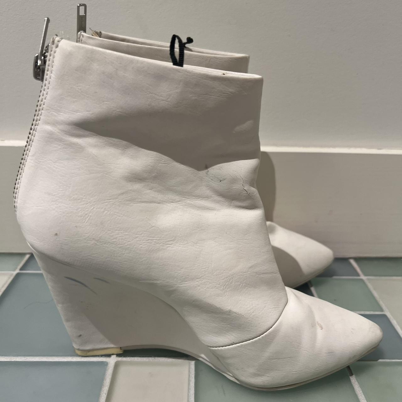 H&M White leather pointed toe wedge mod Depop