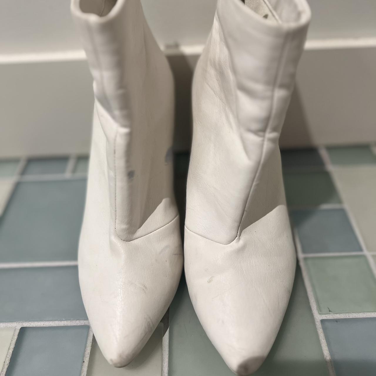 White leather wedge heel '60s style gogo By H&M Depop - Main Image
