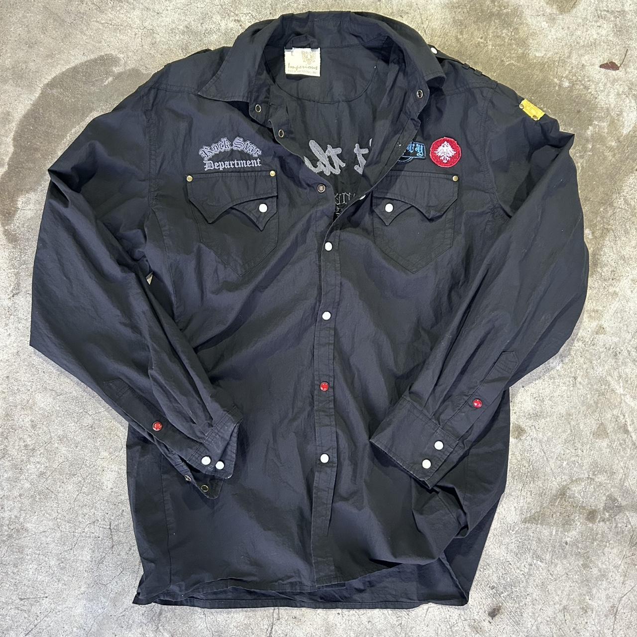 Men's Shirt - Black/Navy - L – Vintage Imperious Delf Trading Button up Insane …
