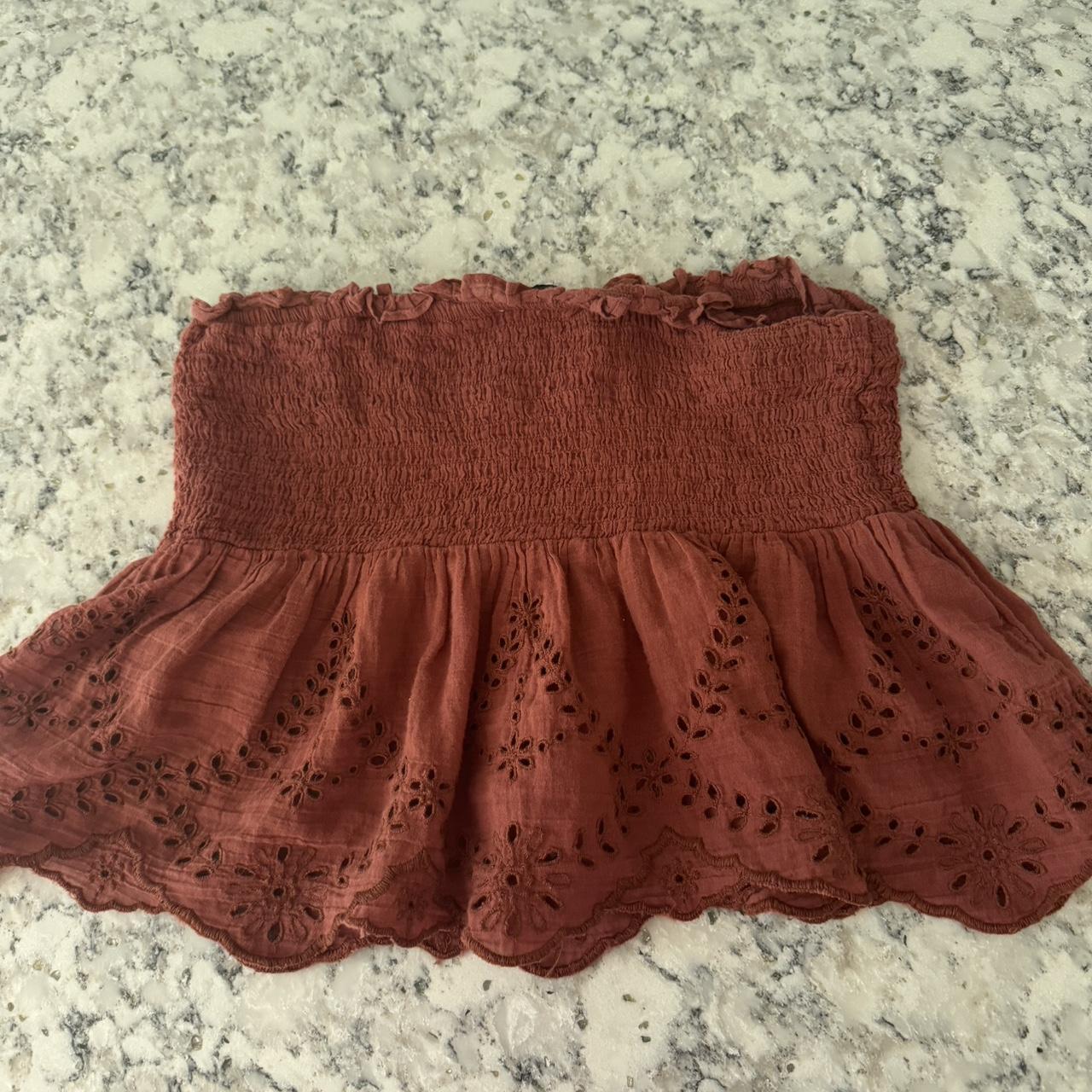 Burgundy/red tube top american eagle - Depop