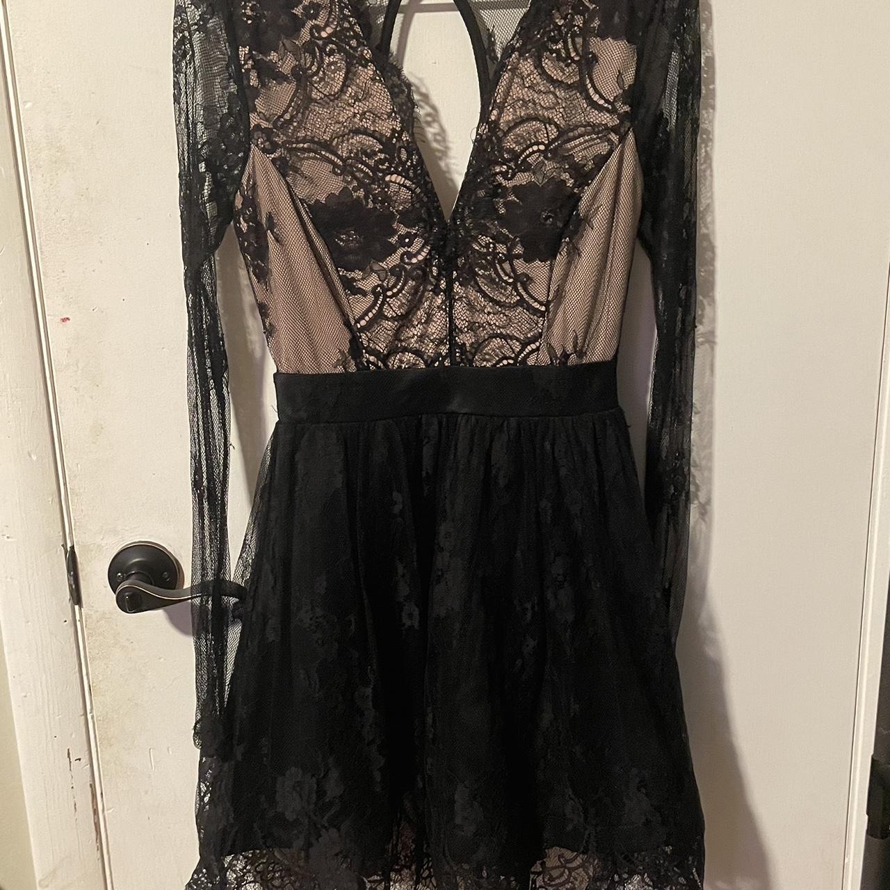 Black and tan lace dress