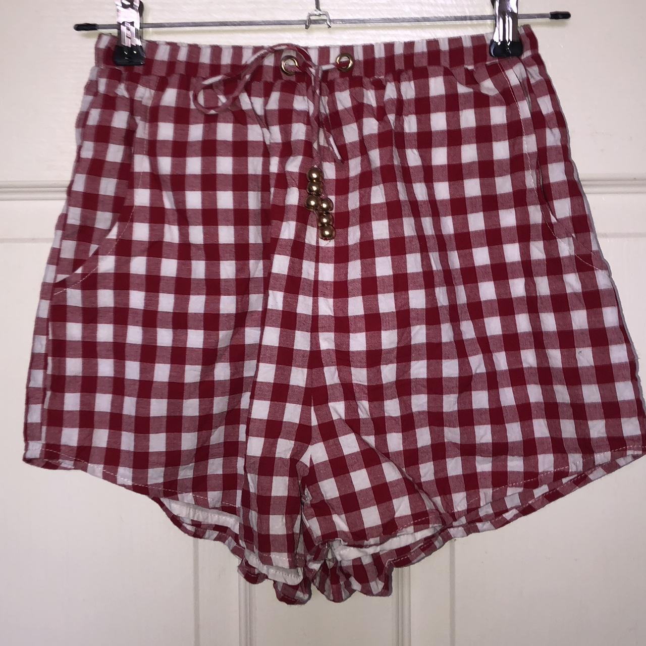 red gingham shorts - Depop