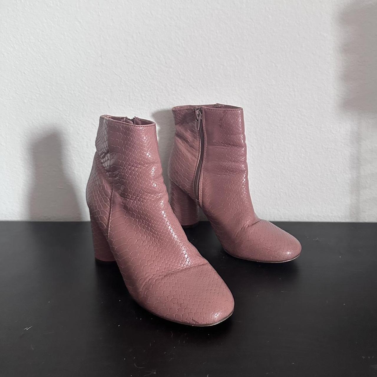 Pink snakeskin ankle boots best sale