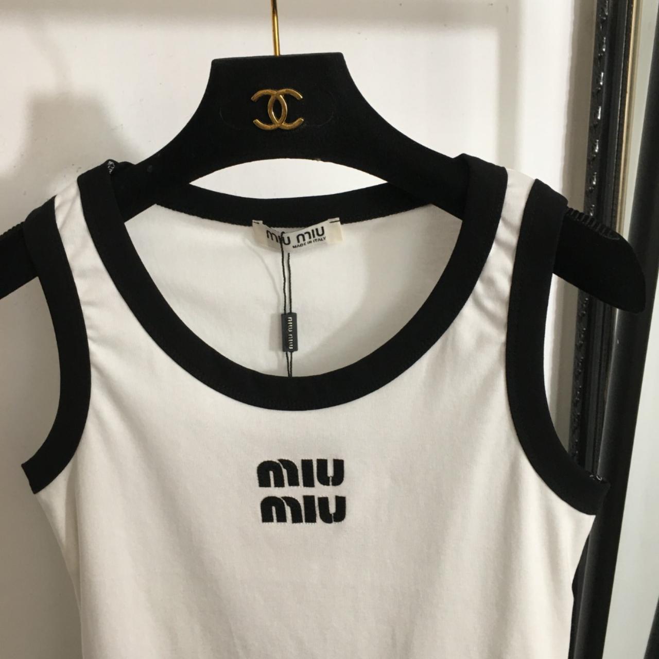 Miu miu White tank top '-Color:White -Perfect,Brand | Depop