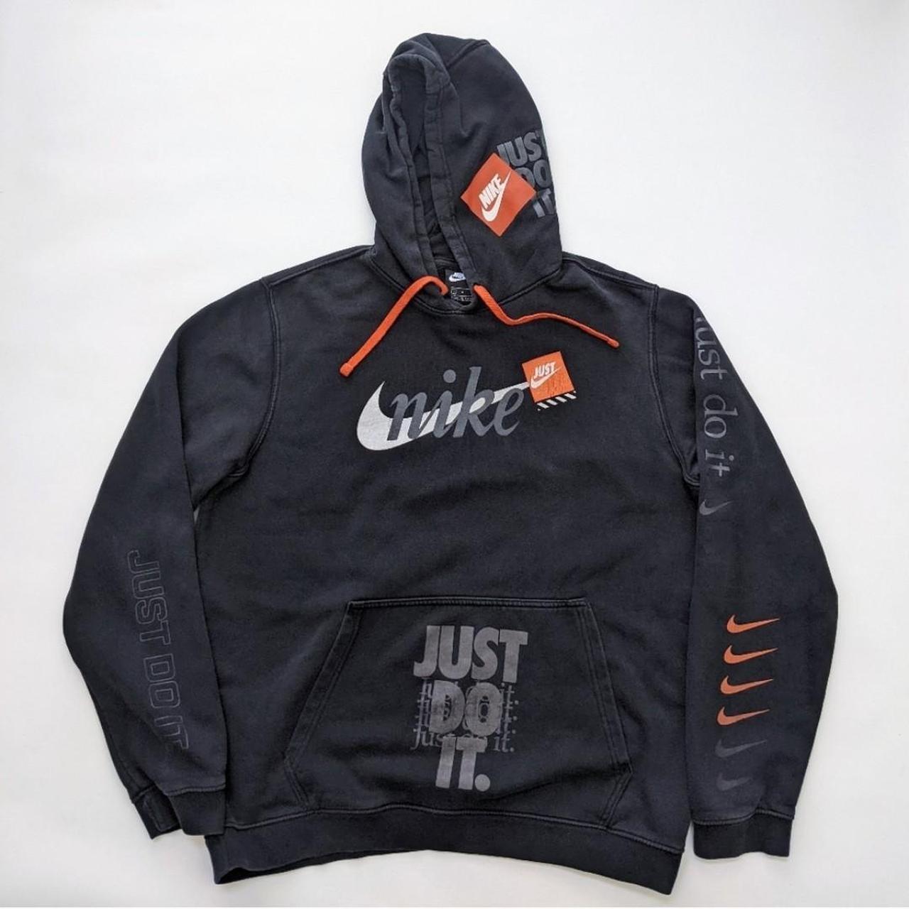 Nike JDI Just Do It logo black hoodie, men's Depop