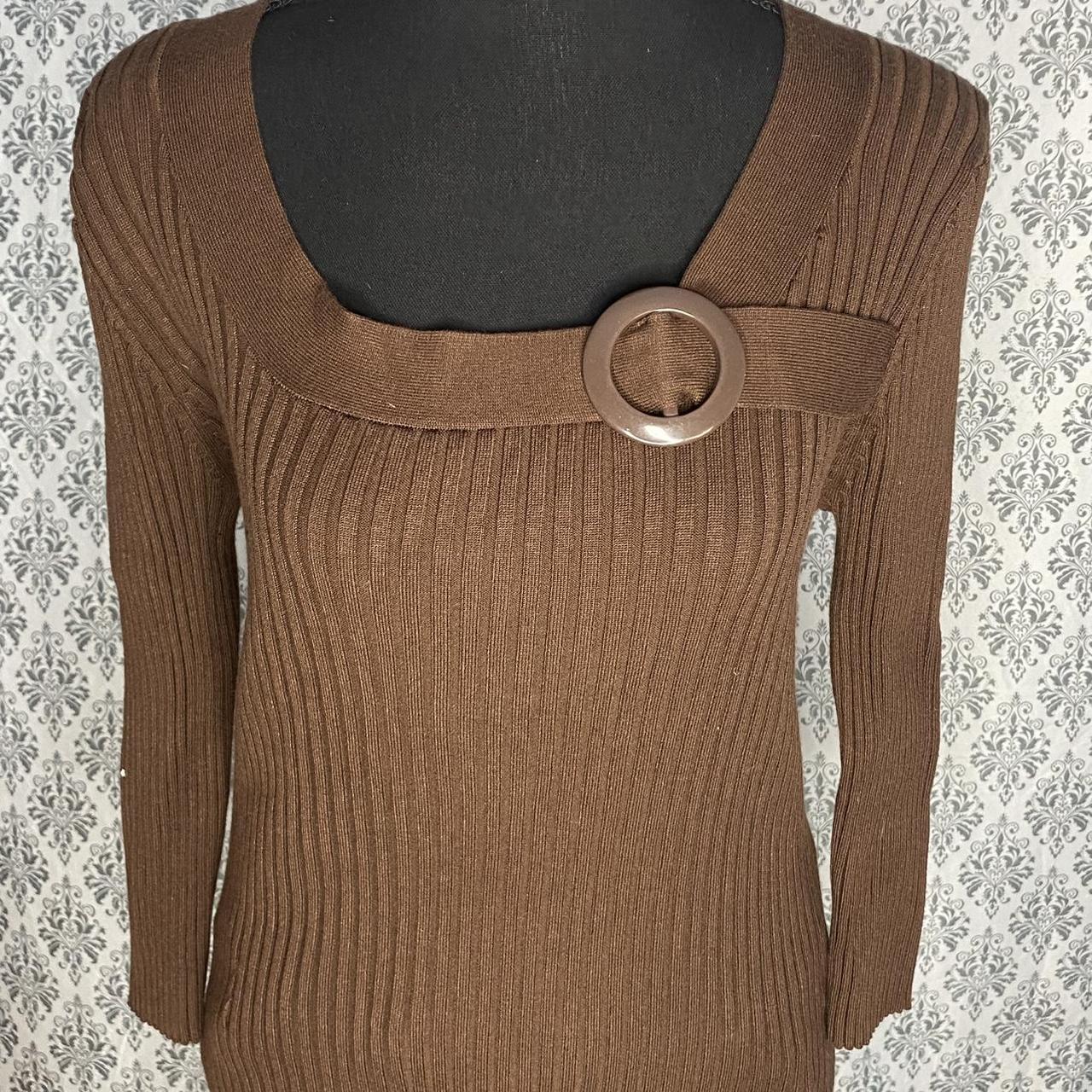 Vintage 90’s / Y2k Early 2000’s Brown Ribbed Sweater... - Depop