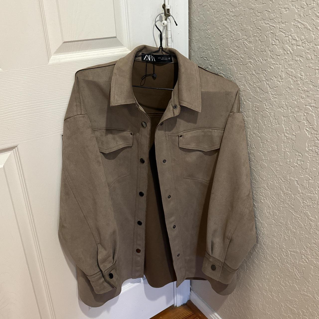 Zara Faux Suede Shirt (Longline Overshirt) Size M | Depop