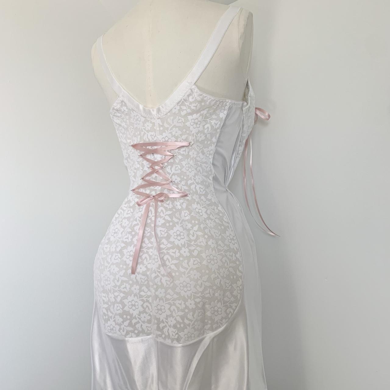 vintage white lace lingerie corset shapewear slip... - Depop