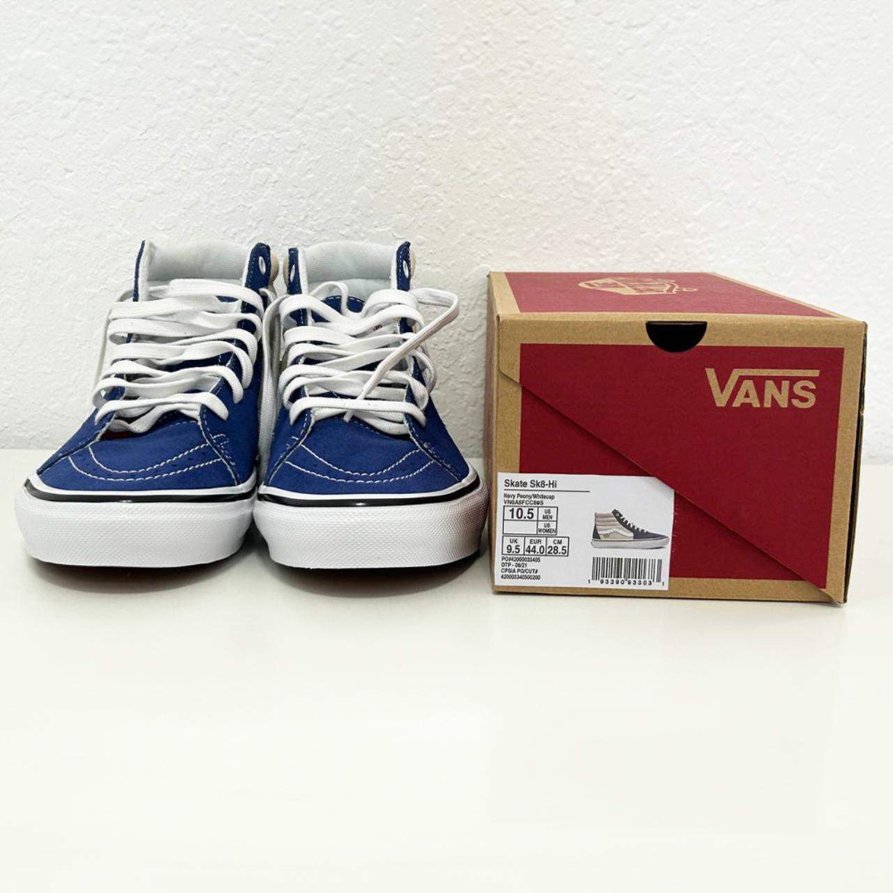 Like New Vans Skate Sk8-Hi Navy Peony/Whitecap Size | Depop
