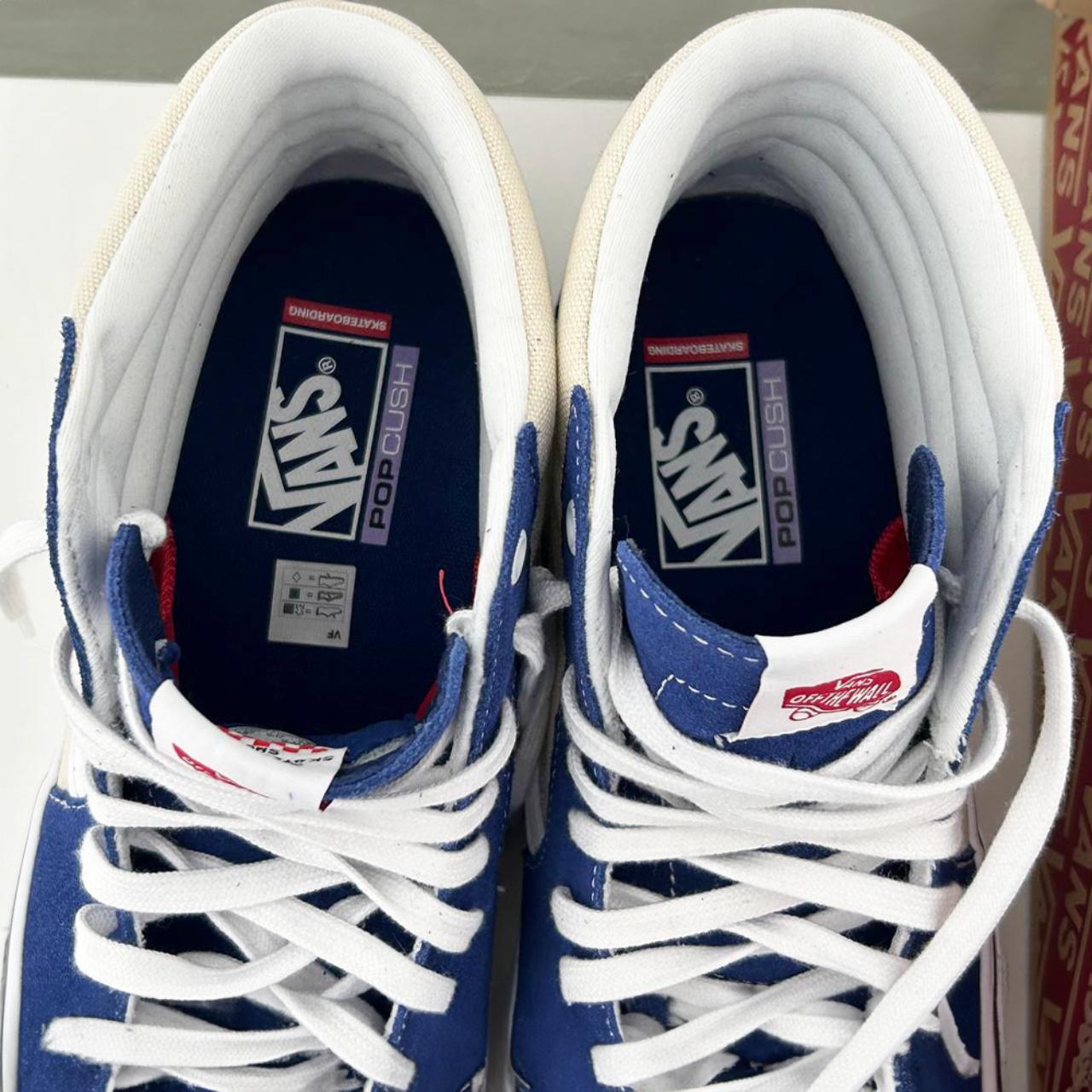 VANS★SK8-HI★兼用★NAVY PEONY/WHITECAP Like New Vans Skate Sk8-Hi Navy Peony/Whitecap Size | Depop