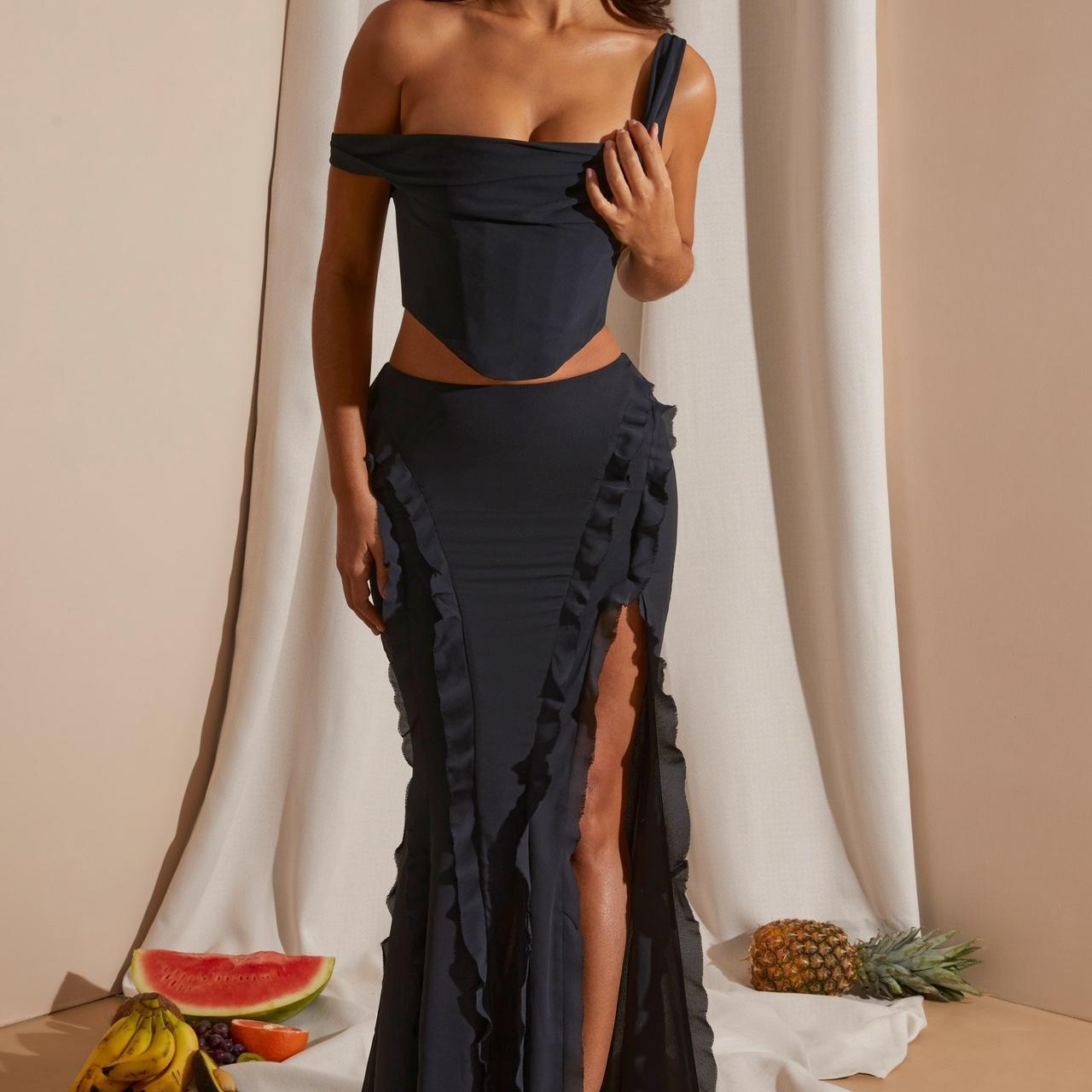 OH POLLY “LUCIA” DRESS MID-RISE RUFFLE MAXI