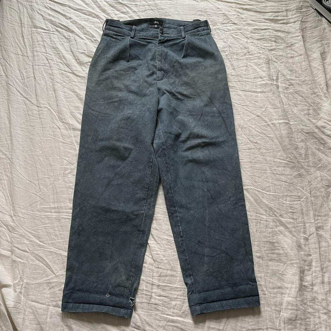 Stüssy Men's Blue and Navy Trousers | Depop