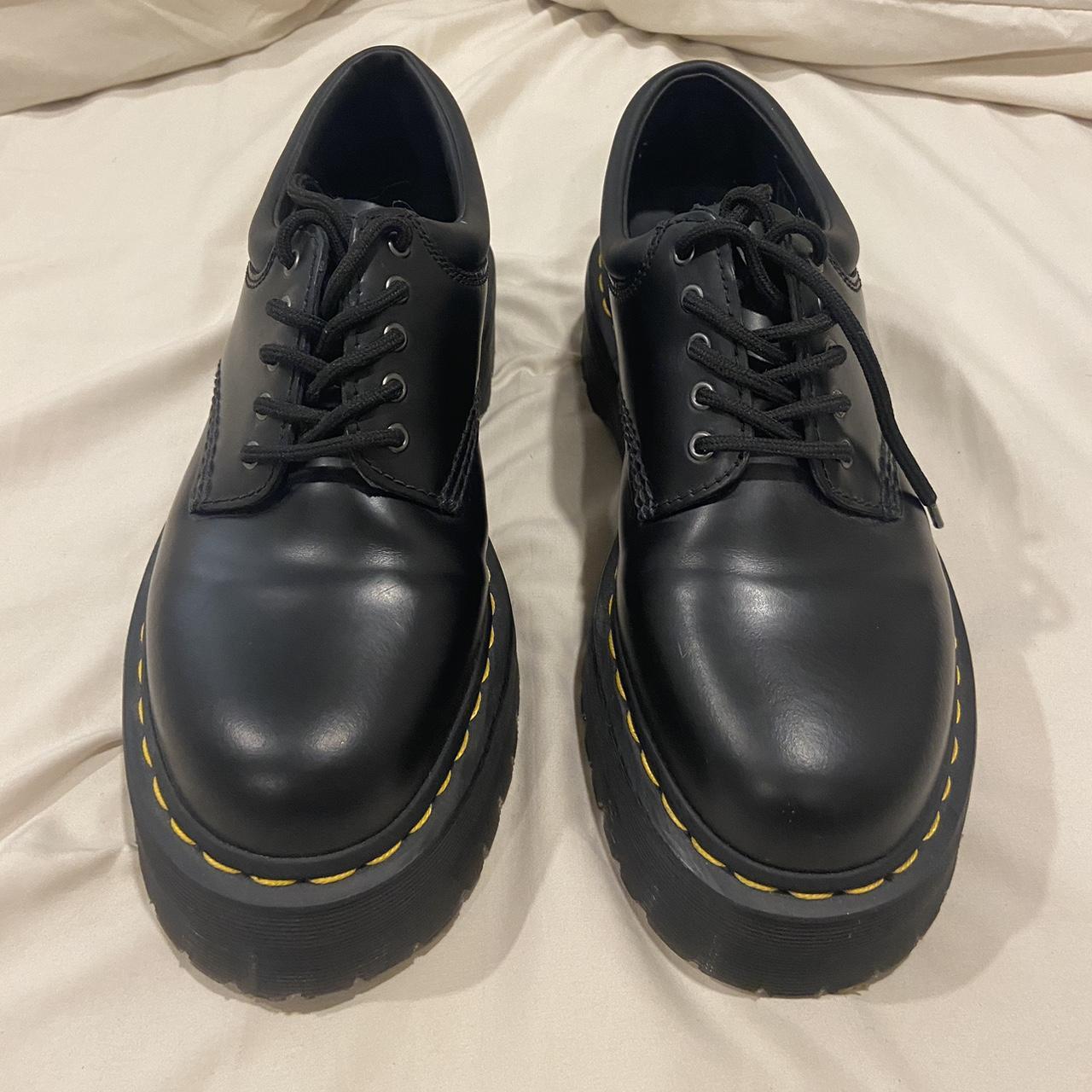 Black Dr. Martens 1461 quad lace up shoe. Worn once,... - Depop