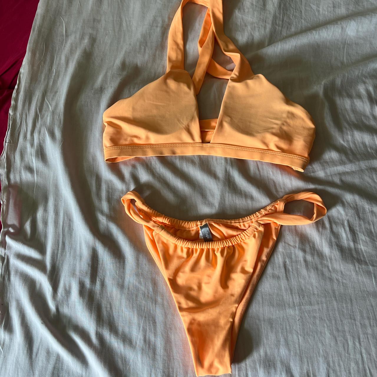 Neon bright orange bikini #padded #bikini