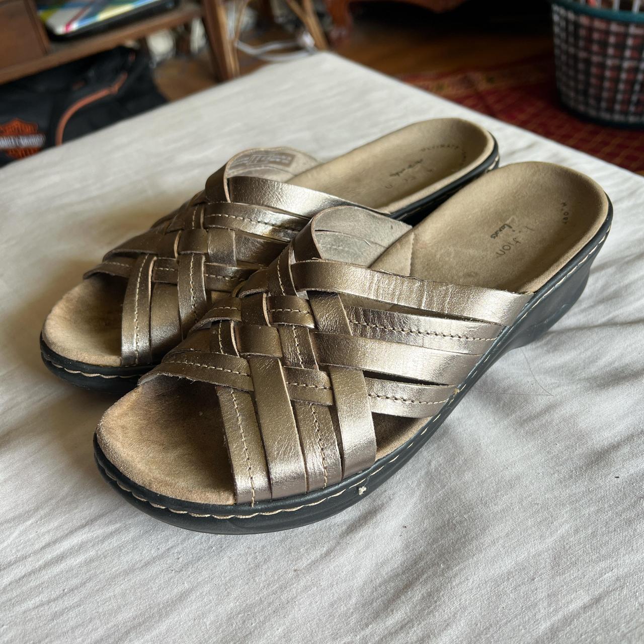 Clarks gold sandals best sale