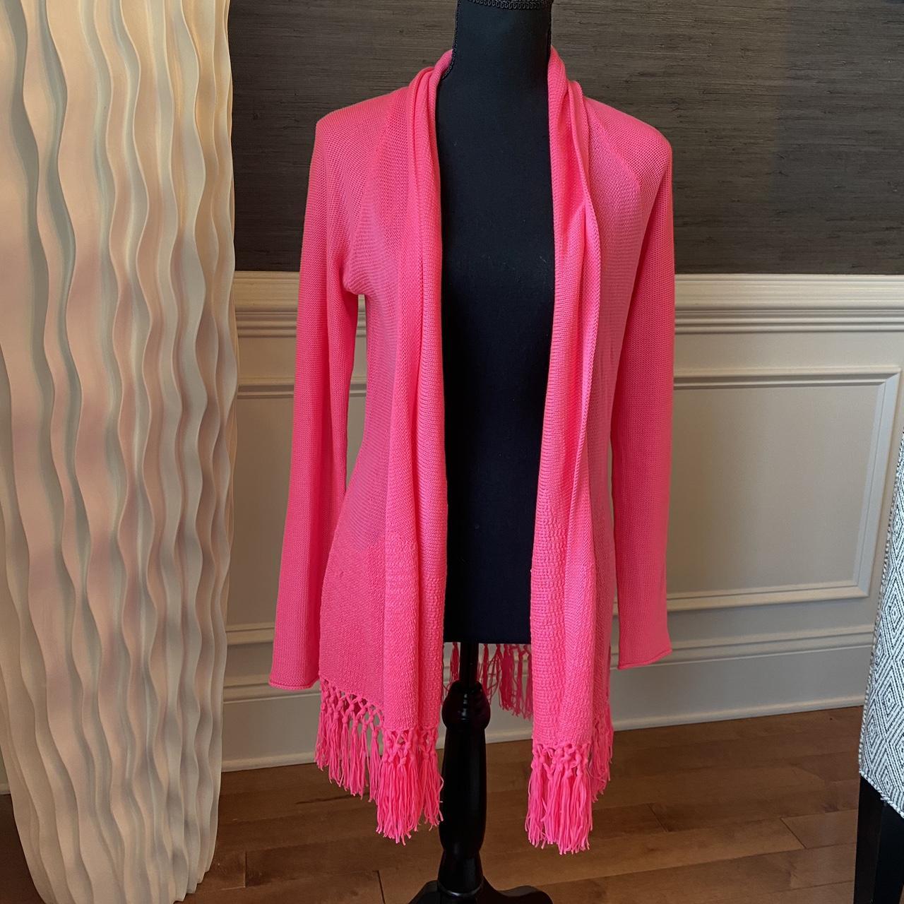 Lilly Pulitzer. Pink cardigan with fringe detail. Depop