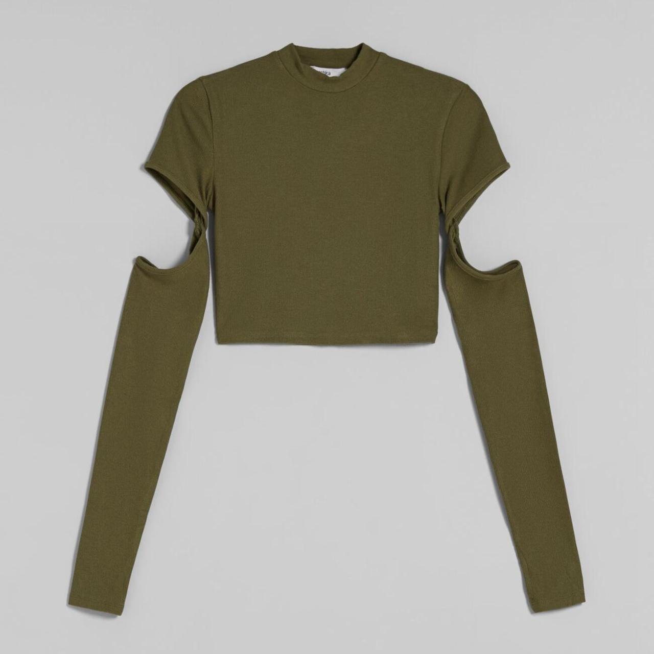 Bershka Long Sleeve Cut Out TShirt Size L Depop