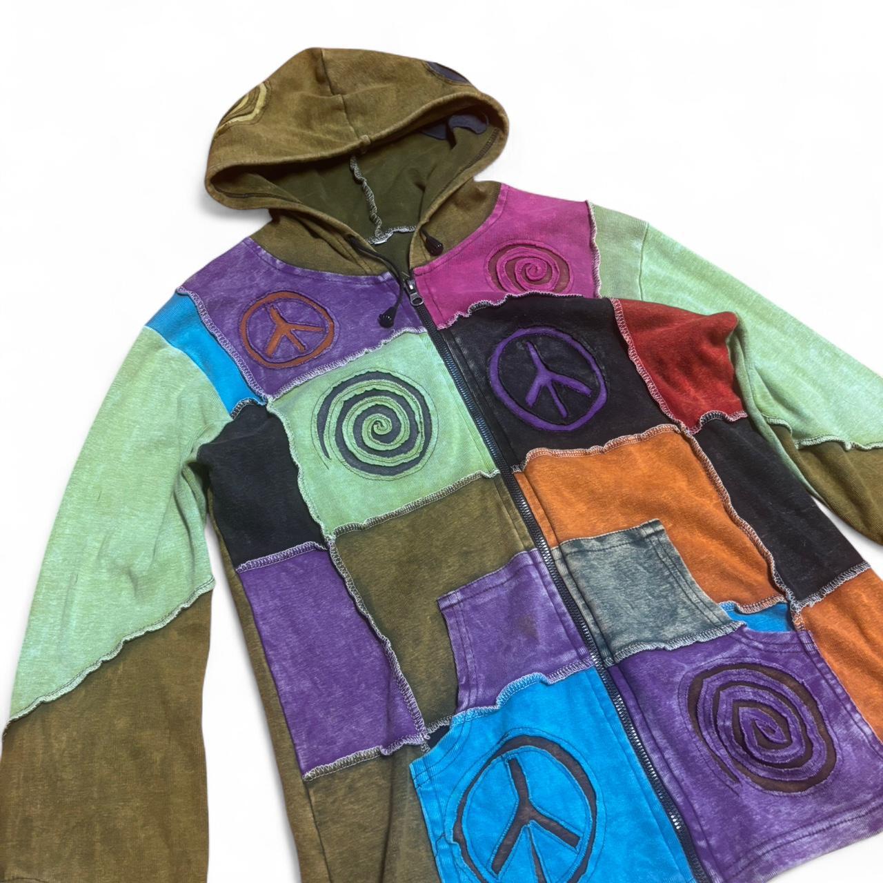 Women's Jacket - Multi - M – Patchwork peace sign… - image 2