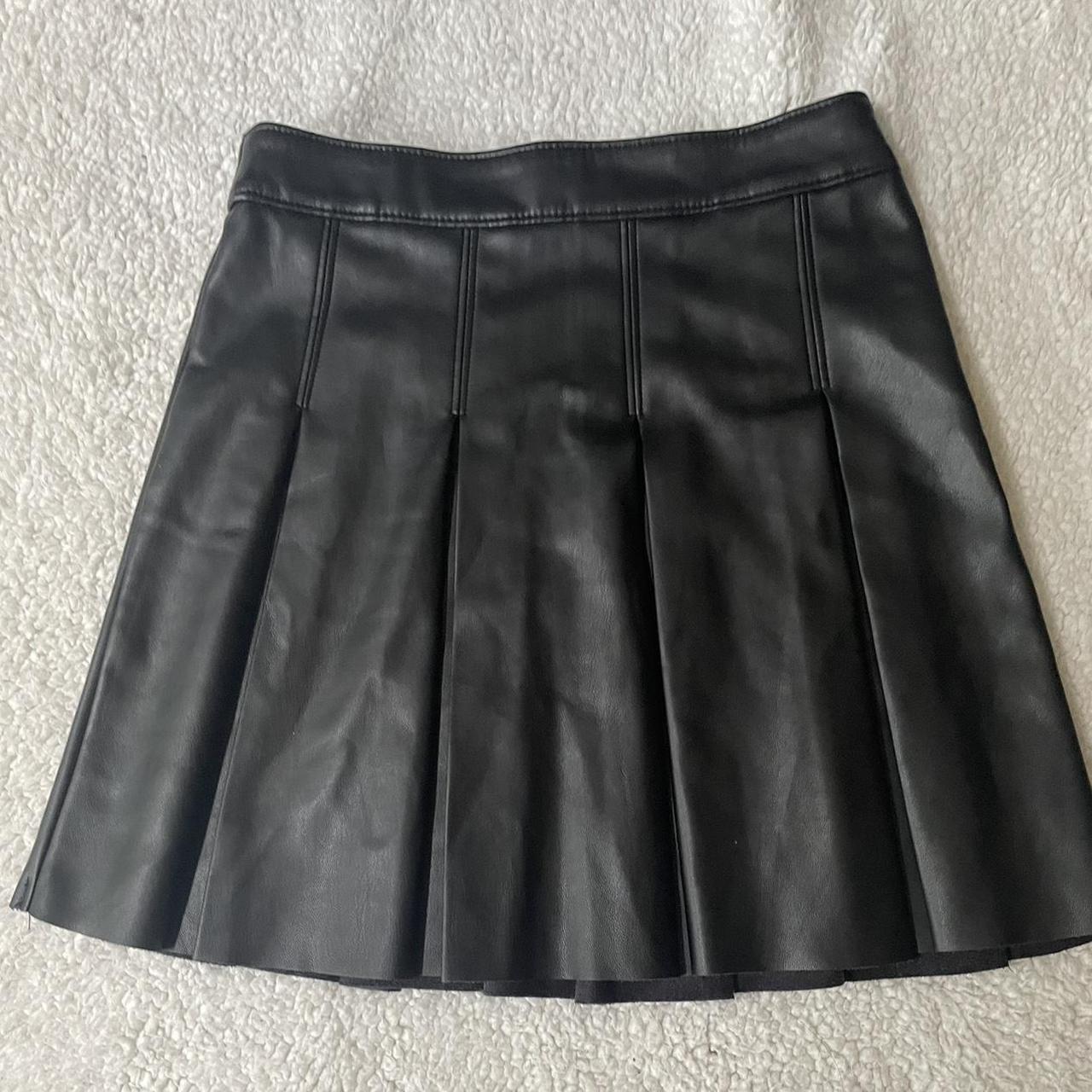 black leather pleated skirt From Hollister only. Depop