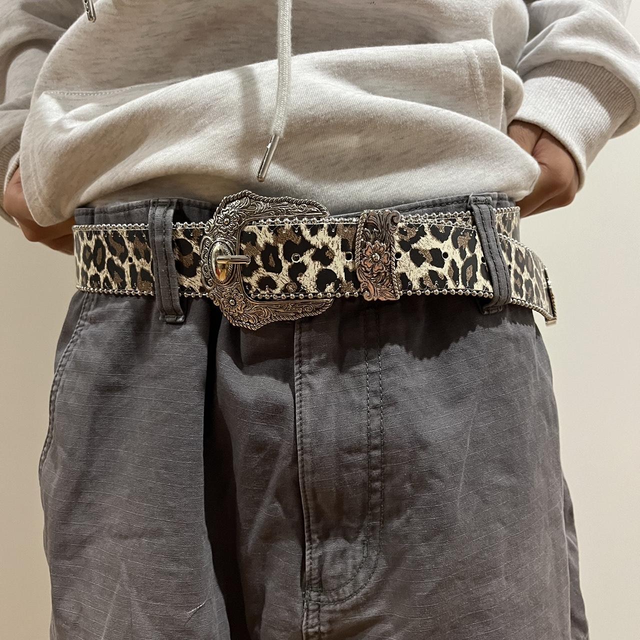 Leopard print belt with silver accents #leopardprint... - Depop