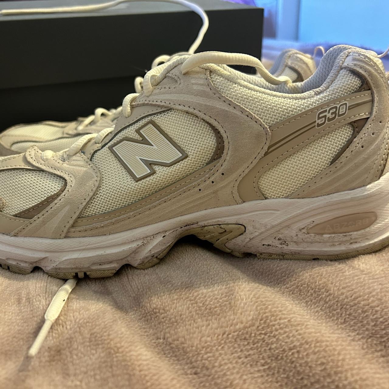 New Balance 530 cream and white trainers men’s size... Depop