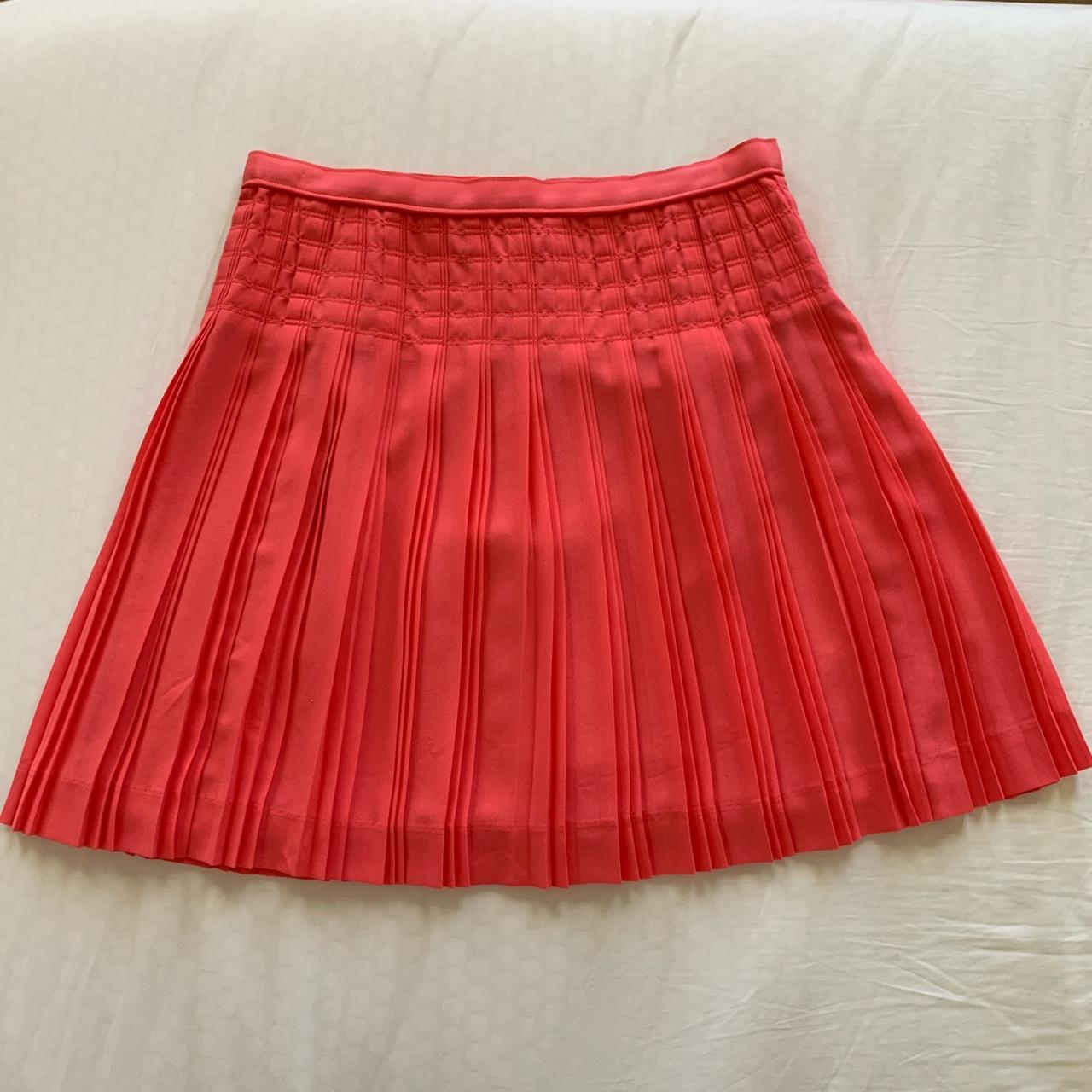 J crew coral red pleated skirt Available in blue as. Depop