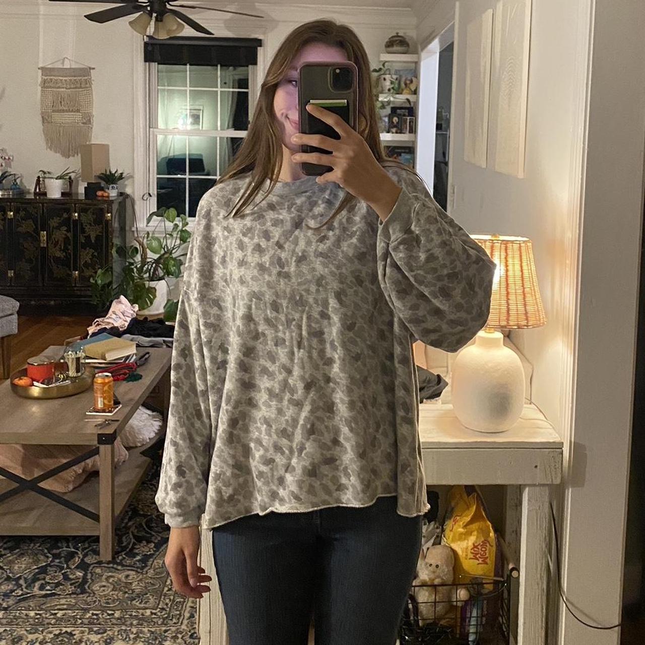 Aerie gray cheetah print sweatshirt. Super comfy and. Depop