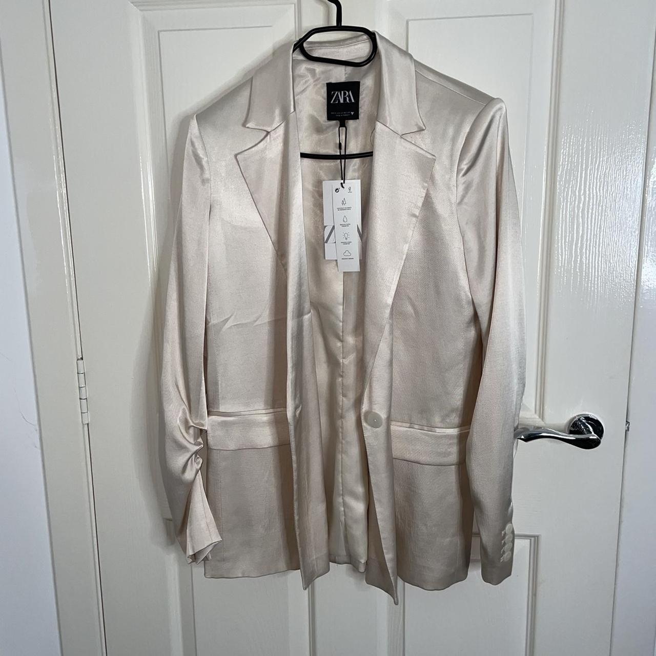 Satin Blazer Zara Cream Blazer Zara Gathered Satin Brand New