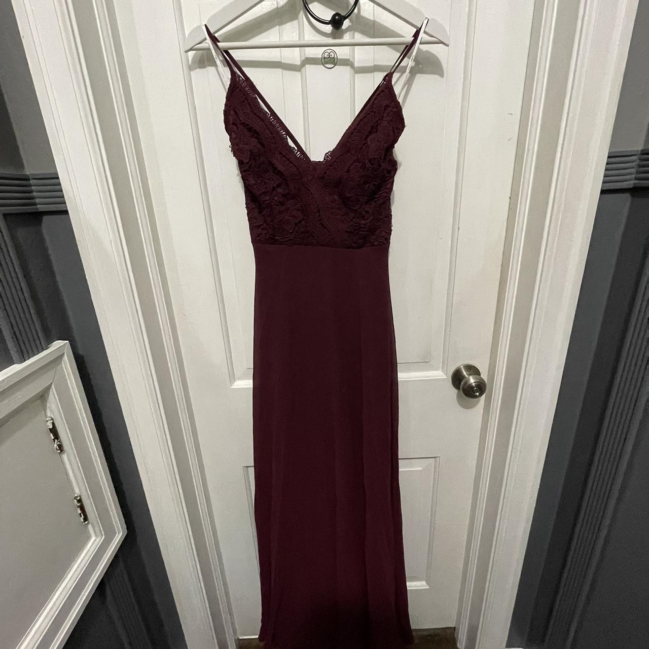 Lulus floor length Madalyn Lace burgundy Depop