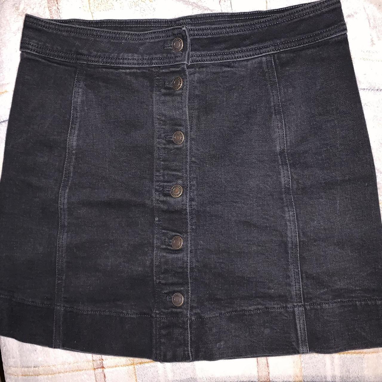 J. Crew black denim button up skirt size 10 Depop