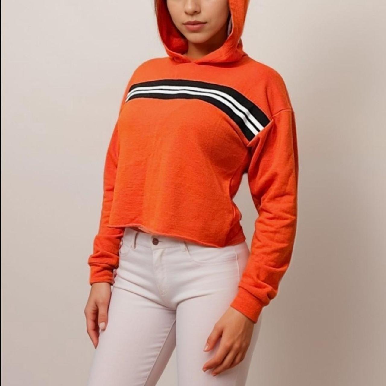 Forever 21 Orange Crop Top Hoodie Size Small Long. Depop