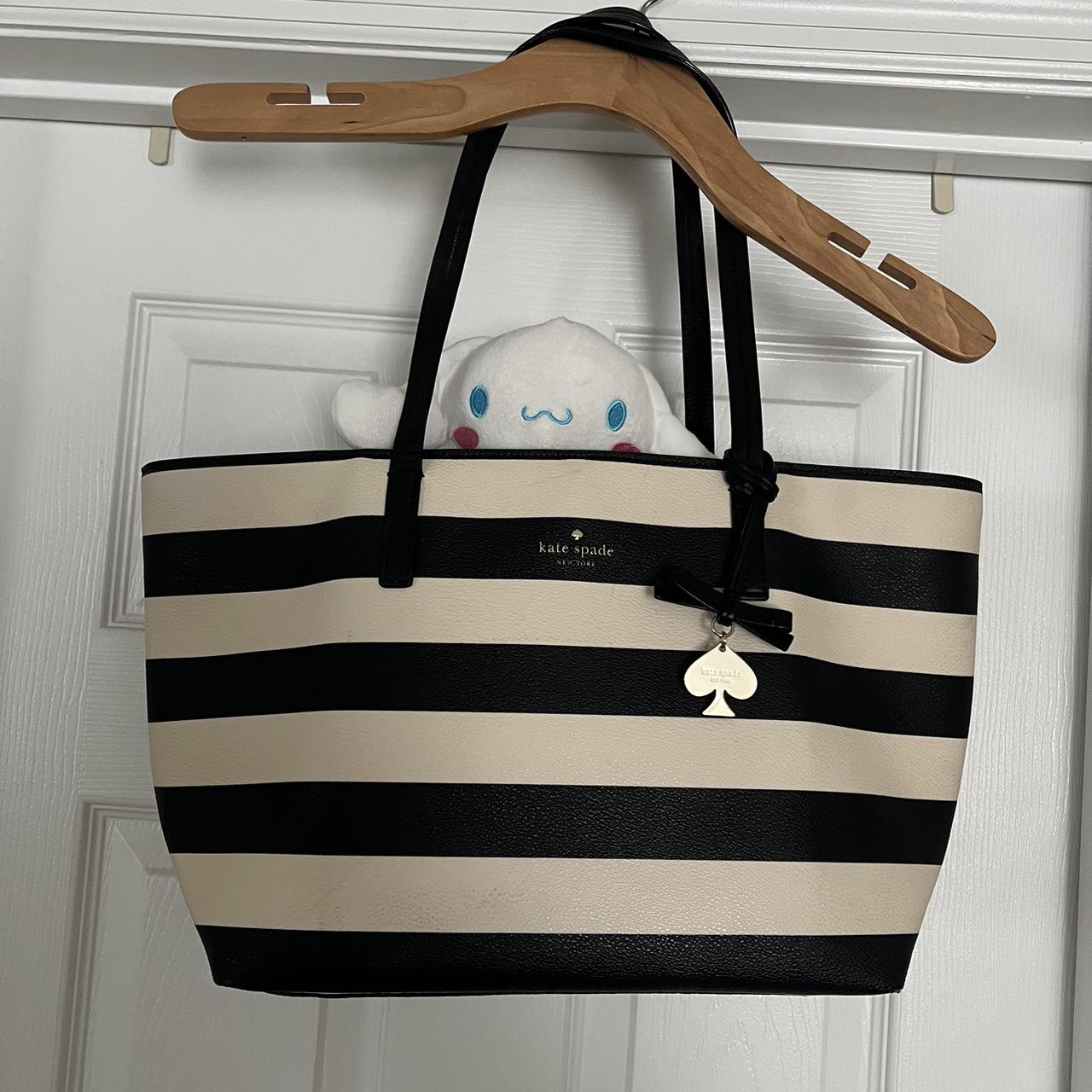 Kate spade black and white striped bag online