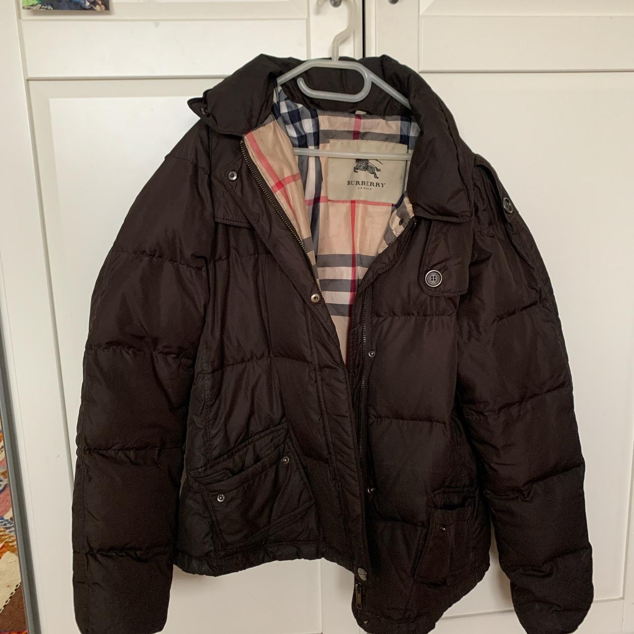 Brown authentic Burberry unisex puffer jacket. Says... - Depop